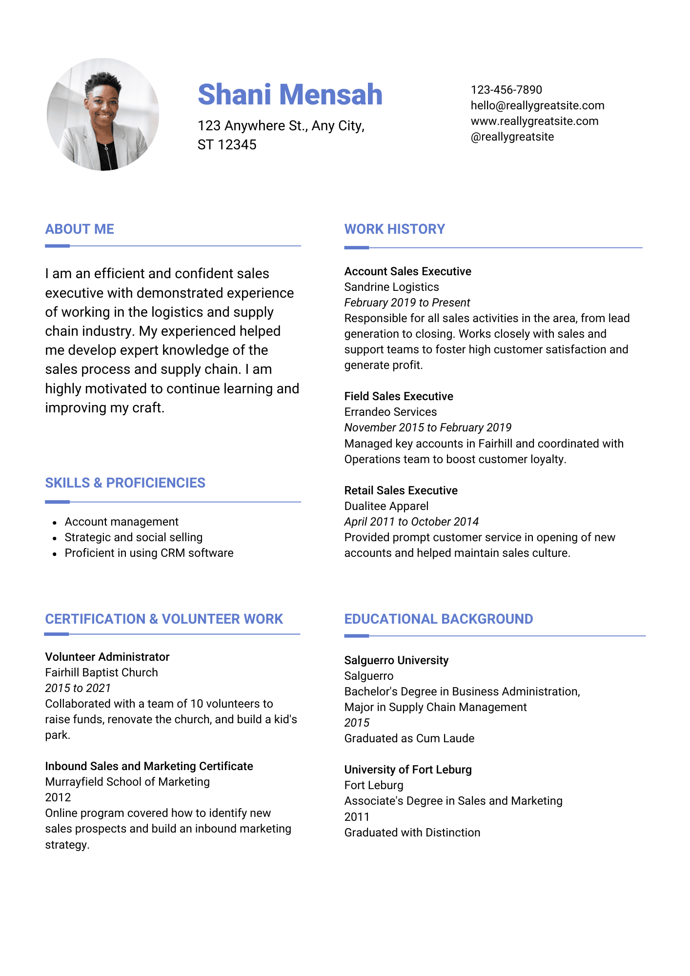 Academic & Research Resume Example